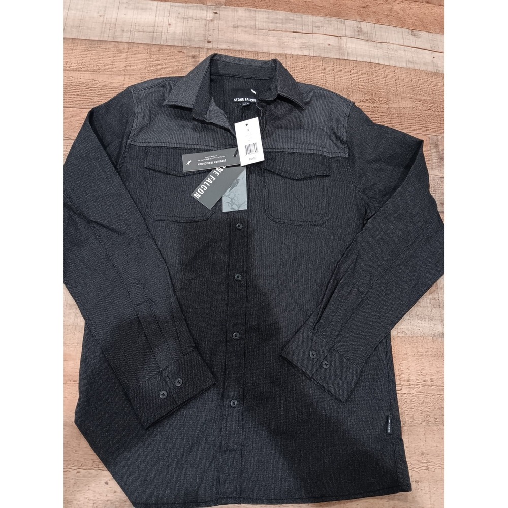 Stone Falcon Mens Sm Black Button Down Shirt Long Sleeve Utility Casual NWT 2490